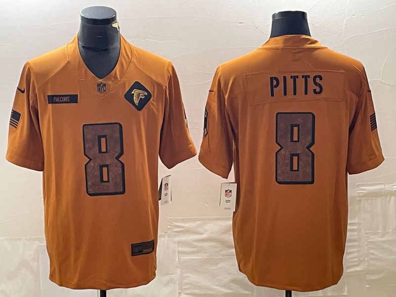 Men Atlanta Falcons #8 Pitts brown Nike 2023 Salute To Service Limited NFL Jersey